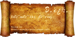 Dömölki Áron névjegykártya